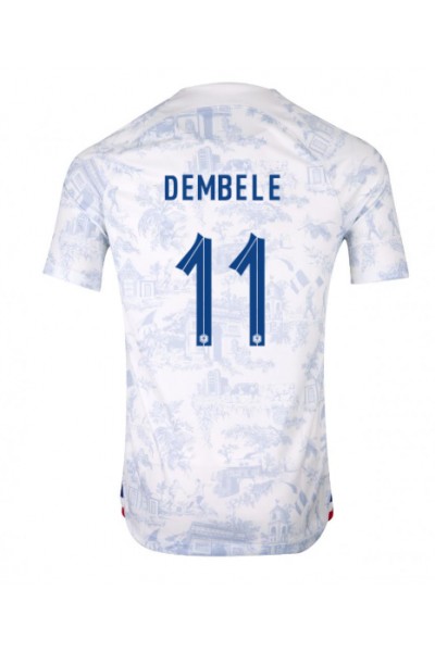 Ranska Ousmane Dembele #11 Jalkapallovaatteet Vieraspaita MM-kisat 2022 Lyhythihainen